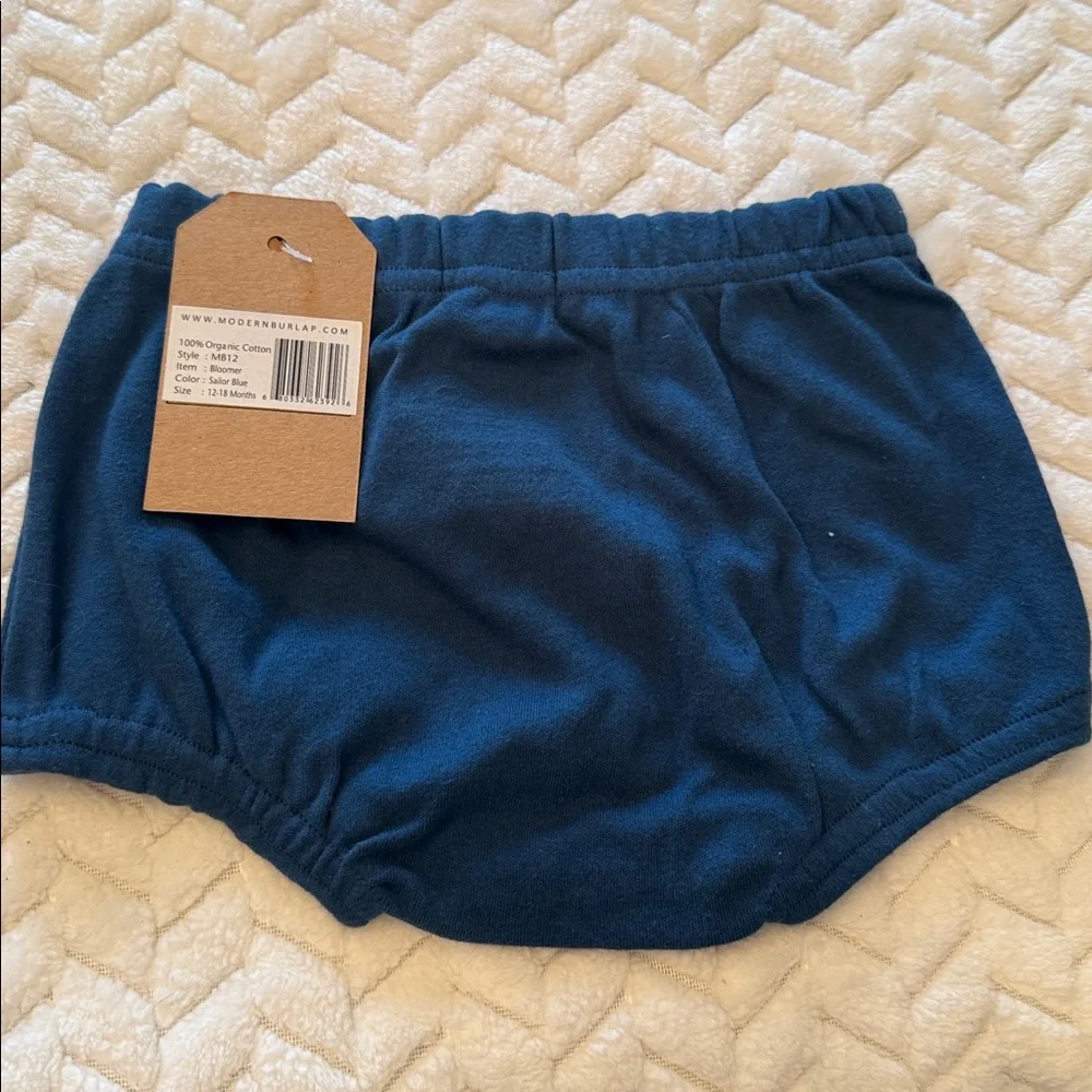 Modern burlap 100% organic cotton Kids Blue Organic Cotton Shorts